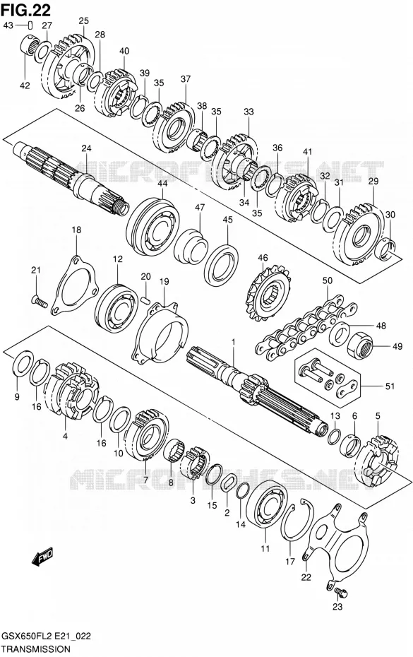 TRANSMISSION Suzuki MOTO 650 GSX-F 2012  GSX650FL2(E21)