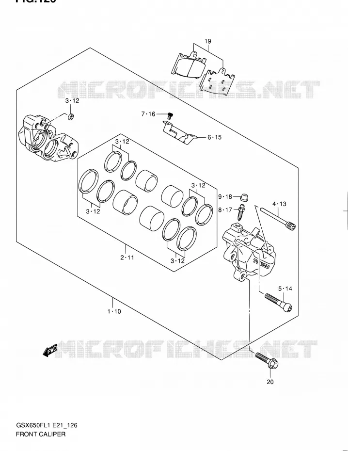 ETRIER DE FREIN AVANT (GSX650FL1 E24) Suzuki MOTO 650 GSX-F 2011  GSX650FL1(E24)