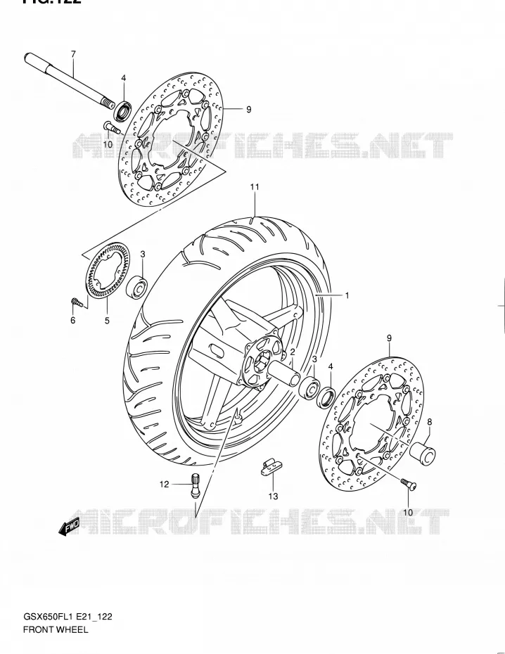 ROUE AVANT (GSX650FUAL1 E21) Suzuki MOTO 650 GSX-F 2011  GSX650FL1(E24)