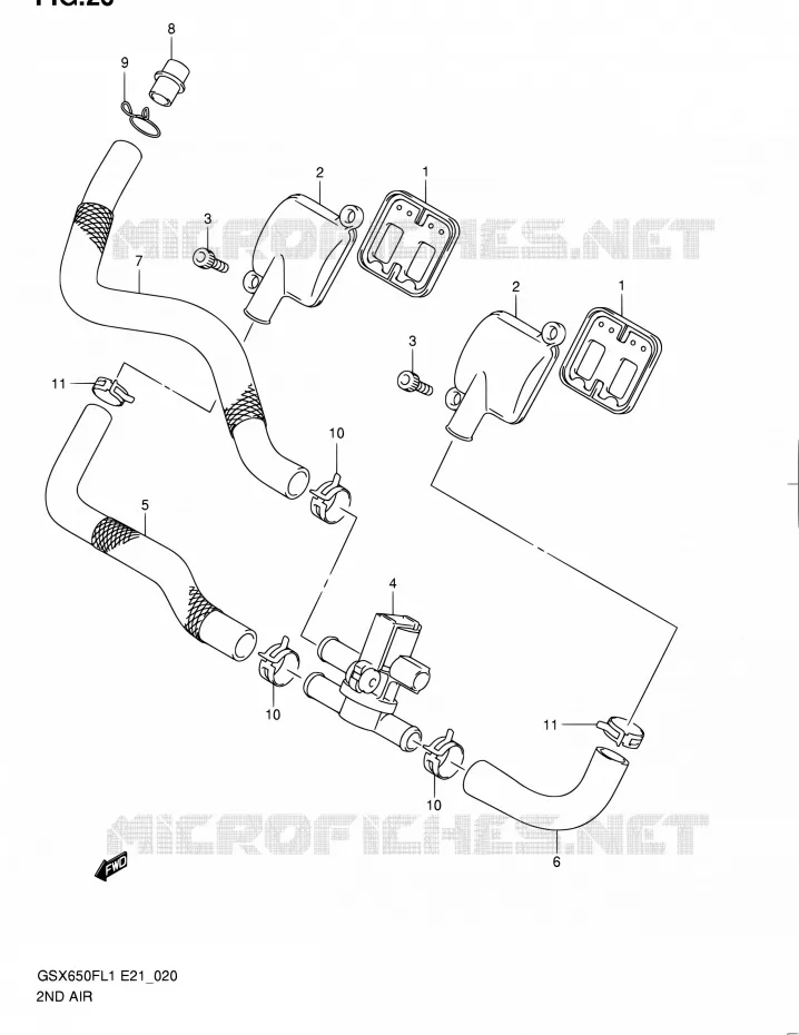 SYSTEME RECYCLAGE GAZ ECHAPPEMENT Suzuki MOTO 650 GSX-F 2011  GSX650FL1(E24)