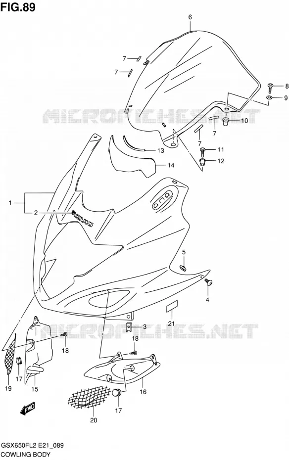 CARENAGES - ETIQUETTES Suzuki MOTO 650 GSX-F 2014  GSX650FAL2(E21)