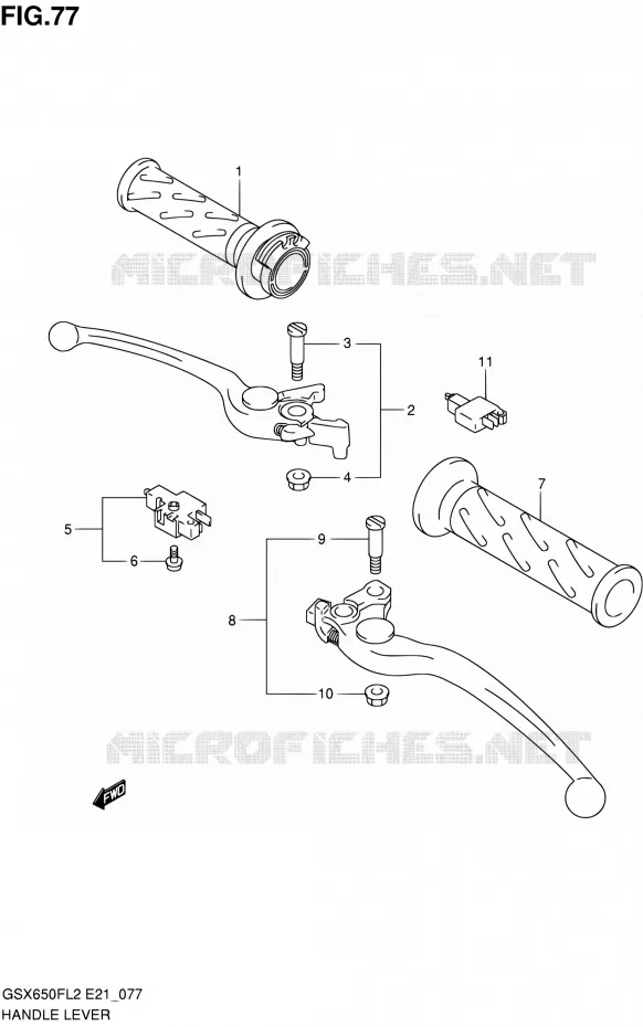 ENSEMBLE LEVIERS - POIGNEES (GSX650FL2 E21) Suzuki MOTO 650 GSX-F 2016  GSX650FAL2(E21)