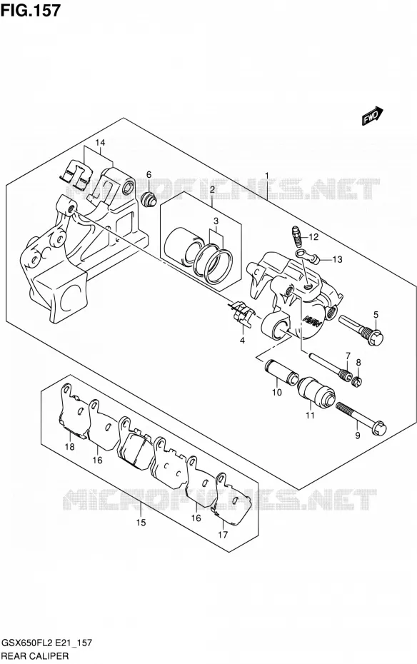 ETRIER DE FREIN ARRIERE (GSX650FUAL2 E21) Suzuki MOTO 650 GSX-F 2012  GSX650FAL2(E21)