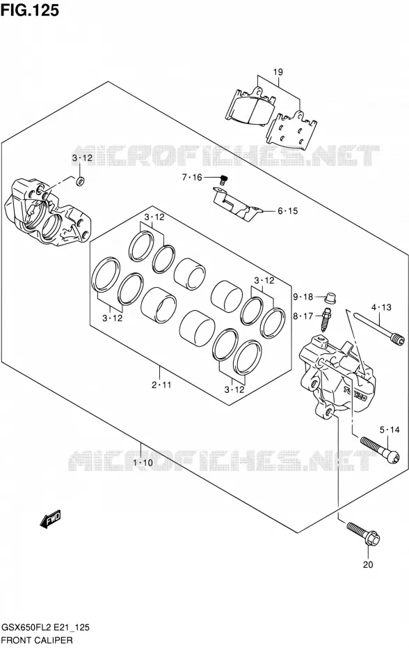 ETRIER DE FREIN AVANT (GSX650FL2 E21) Suzuki MOTO 650 GSX-F 2012  GSX650FAL2(E21)