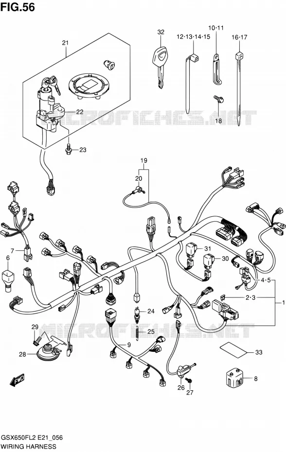 FAISCEAU ELECTRIQUE (GSX650FAL2 E21) Suzuki MOTO 650 GSX-F 2013  GSX650FAL2(E21)