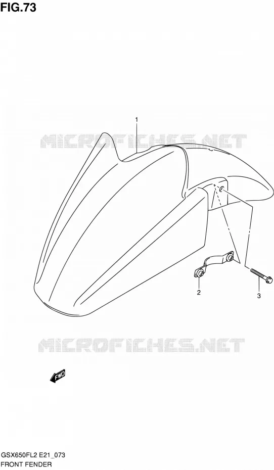 GARDE BOUE AVANT (GSX650FUL2 E24) Suzuki MOTO 650 GSX-F 2012  GSX650FAL2(E21)