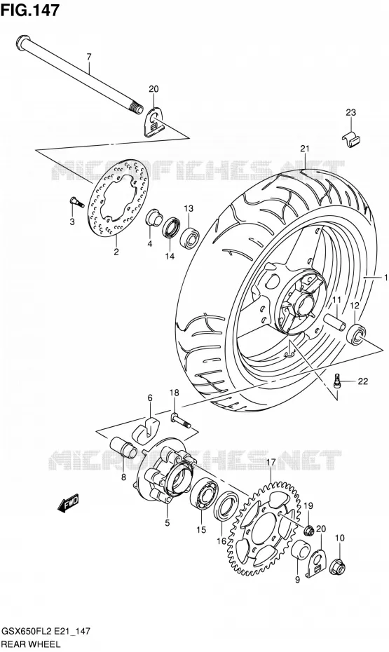 ROUE ARRIERE (GSX650FL2 E24) Suzuki MOTO 650 GSX-F 2014  GSX650FAL2(E21)