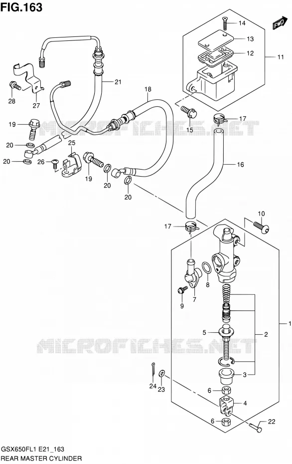 MAITRE CYLINDRE ARRIERE (GSX650FUAL1 E21) Suzuki MOTO 650 GSX-F 2011  GSX650FUL1(E24)