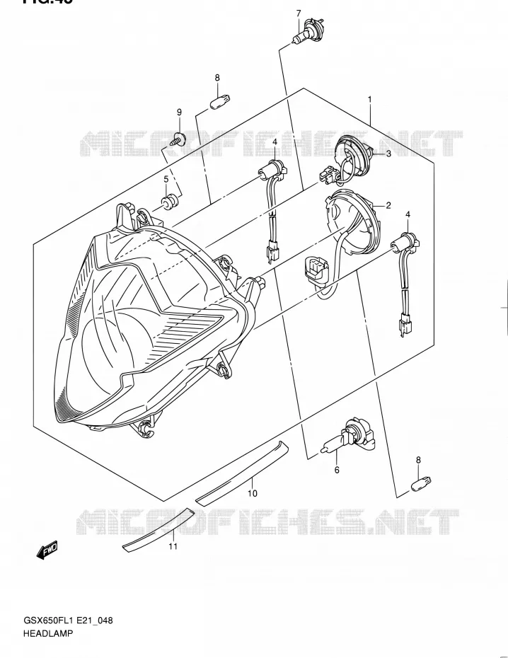 PHARE (GSX650FAL1 E21) Suzuki MOTO 650 GSX-F 2011  GSX650FUL1(E24)