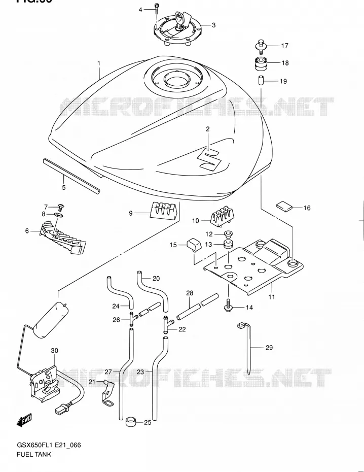 RESERVOIR D'ESSENCE (GSX650FAL1 E21) Suzuki MOTO 650 GSX-F 2011  GSX650FUL1(E24)