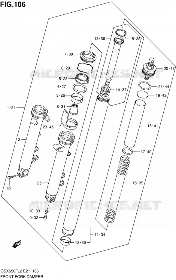 FOURCHE (GSX650FL2 E24) Suzuki MOTO 650 GSX-F 2012  GSX650FUL2(E21)