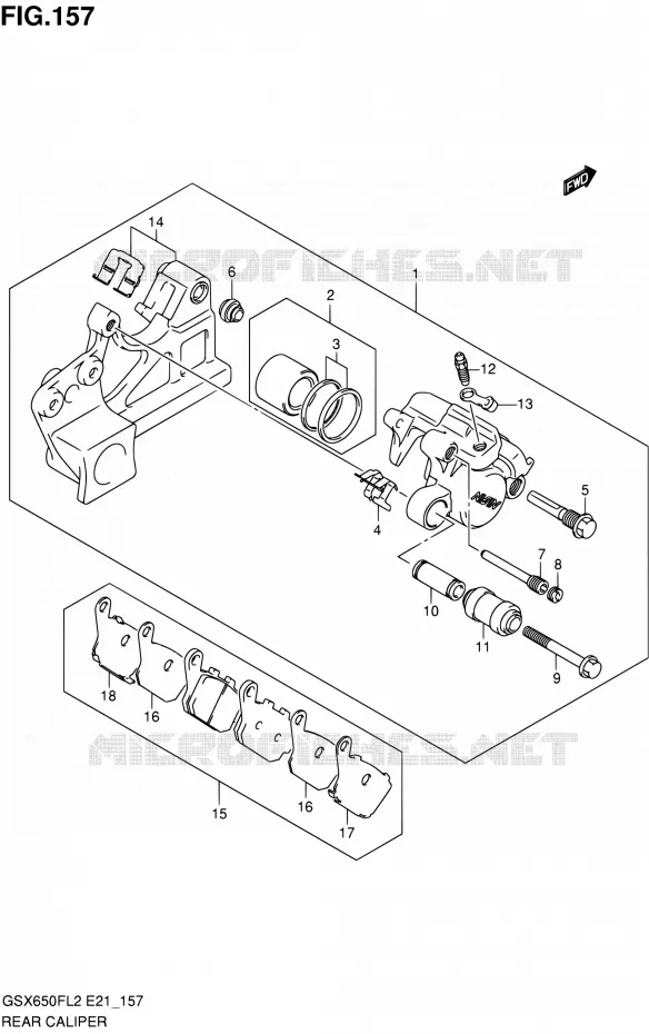 ETRIER DE FREIN ARRIERE (GSX650FUAL2 E21) Suzuki MOTO 650 GSX-F 2012  GSX650FUL2(E24)