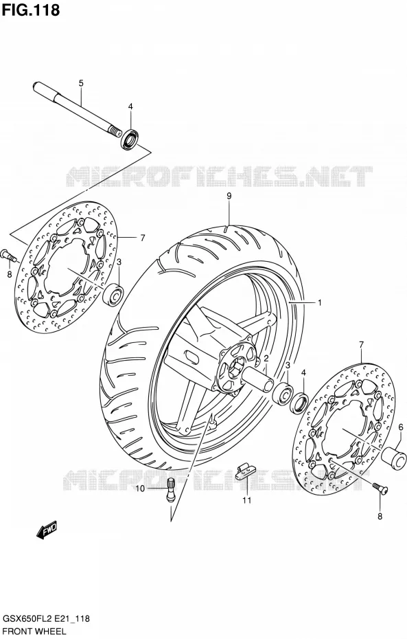 ROUE AVANT (GSX650FL2 E24) Suzuki MOTO 650 GSX-F 2012  GSX650FUL2(E24)