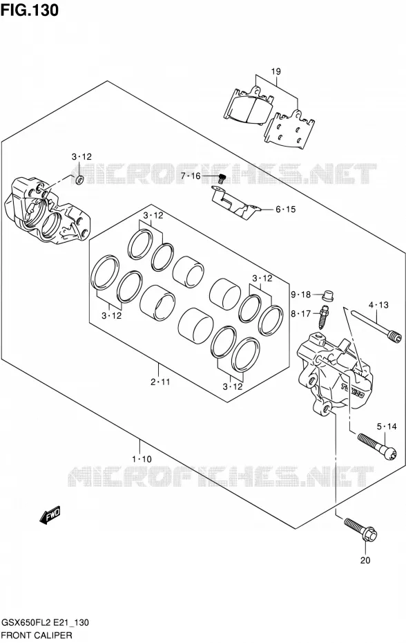 ETRIER DE FREIN AVANT (GSX650FUAL2 E21) Suzuki MOTO 650 GSX-F 2012  GSX650FUAL2(E21)