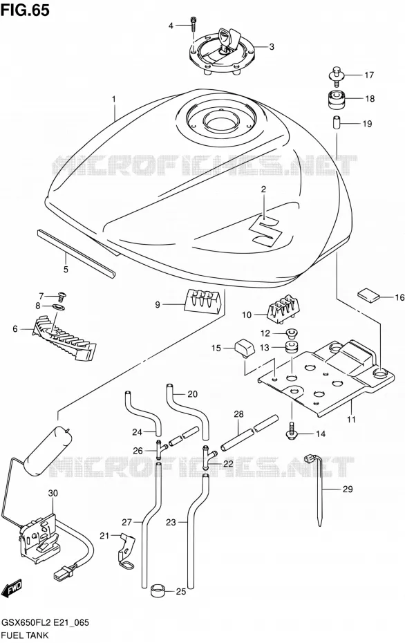 RESERVOIR D'ESSENCE (GSX650FUL2 E24) Suzuki MOTO 650 GSX-F 2012  GSX650FUAL2(E21)