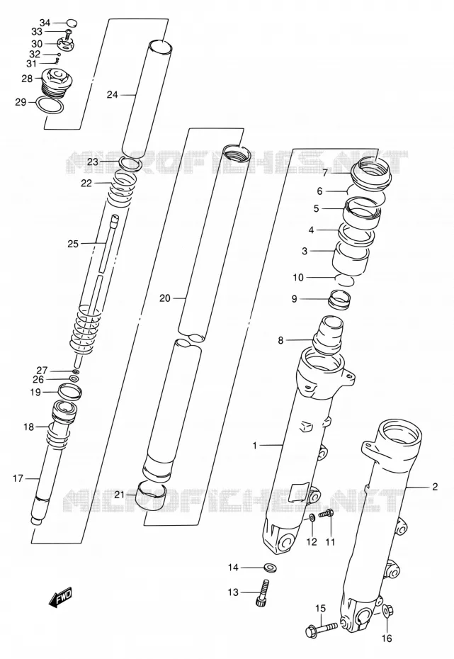 AMORTISSEUR AVANT (MODELE K/L/M/N/P/R) Suzuki MOTO 750 GSX-F 1989  GSX750FK(E02)