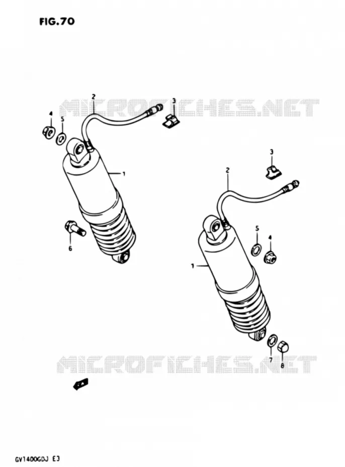AMORTISSEUR ARRIERE GV1400GDG/GCG/MODELE H/J Suzuki MOTO 1400 CAVALCADE 1987  GV1400GD H/GV1400GC H