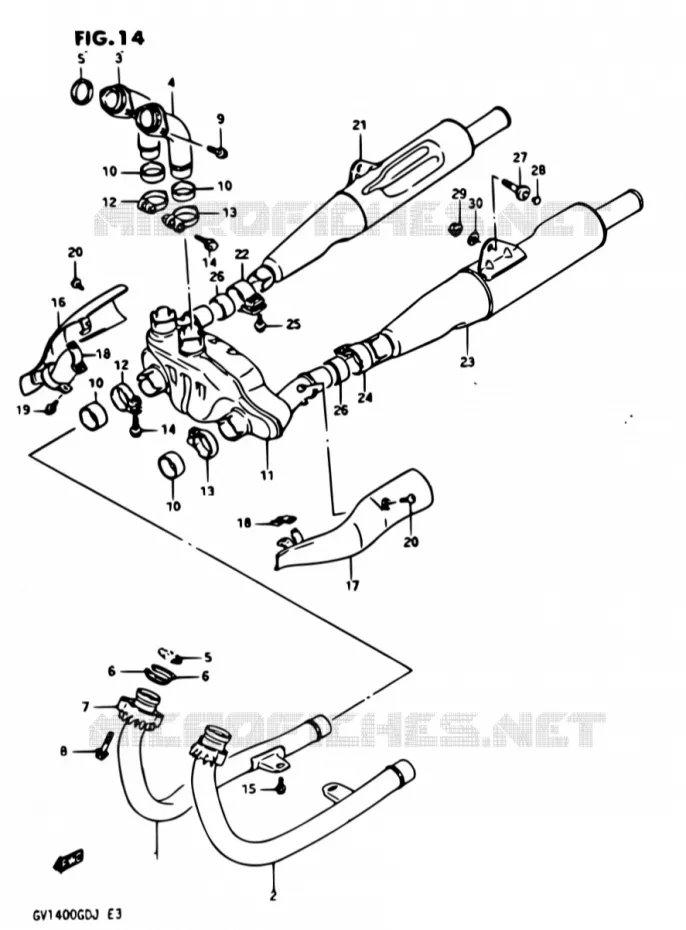 SILENCIEUX Suzuki MOTO 1400 CAVALCADE 1987  GV1400GD H/GV1400GC H