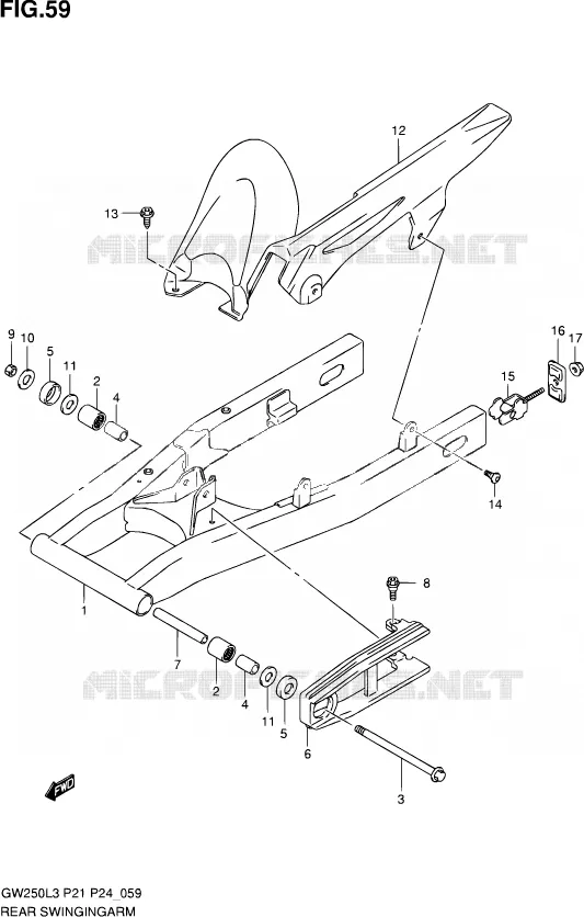 BRAS OSCILLANT ARRIERE Suzuki MOTO 250 INAZUMA 2014  GW250 L3 (P21)