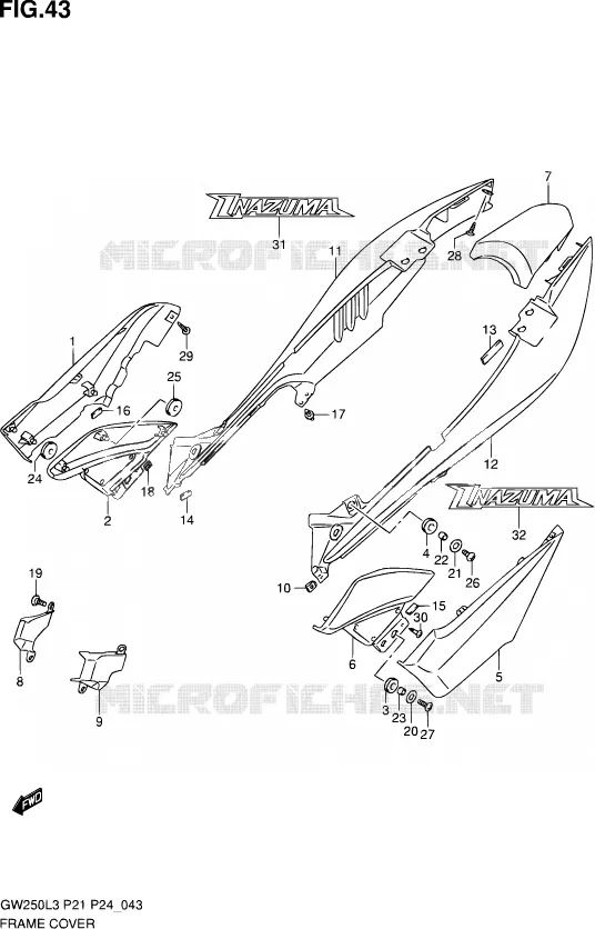 CARENAGES ARRIERE Suzuki MOTO 250 INAZUMA 2013  GW250 L3 (P24)