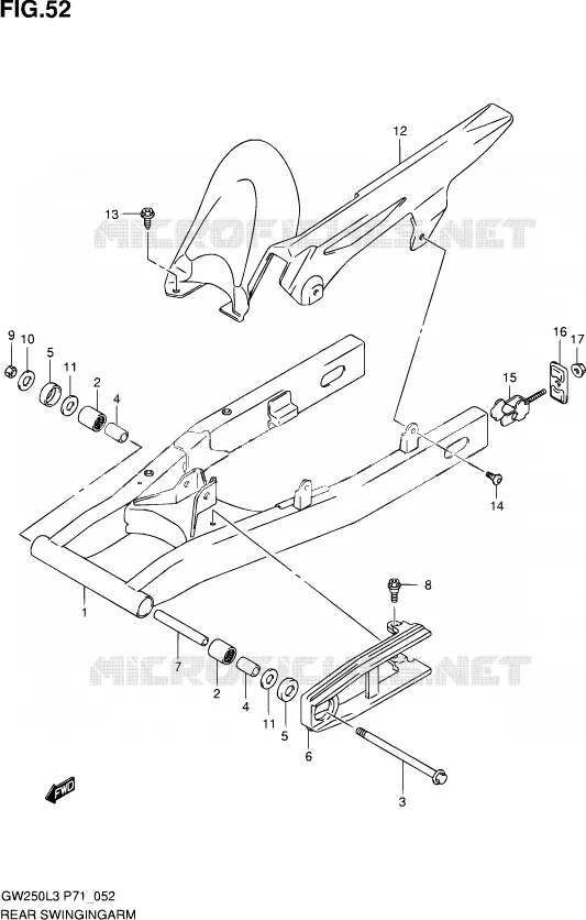 BRAS OSCILLANT ARRIERE Suzuki MOTO 250 INAZUMA 2013  GW250 L3 (P71)