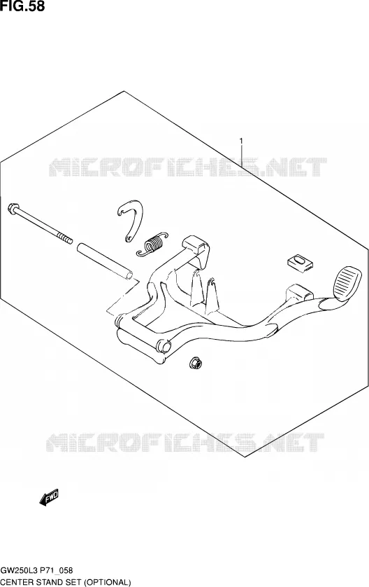 ENSEMBLE BEQUILLE CENTRALE (OPTIONAL) Suzuki MOTO 250 INAZUMA 2013  GW250 L3 (P71)