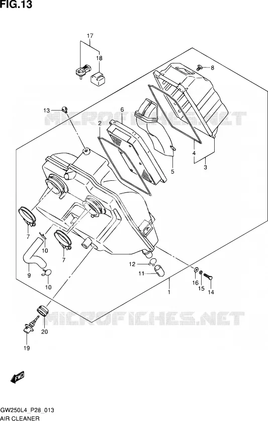 FILTRE A AIR Suzuki MOTO 250 INAZUMA 2014  GW250 L4 (P28)