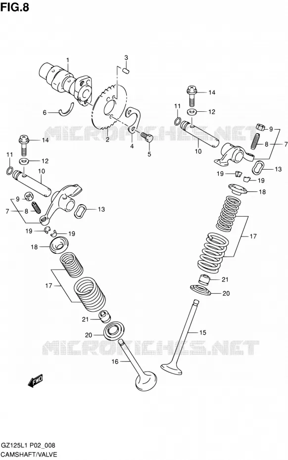 ARBRE A CAMES - VALVE Suzuki MOTO 125 MARAUDER 2011  GZ125L1(E02)