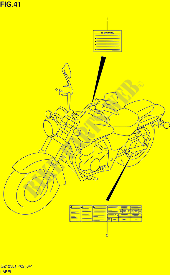 ETIQUETTE (MODEL P19) pour Suzuki MARAUDER 125 2011