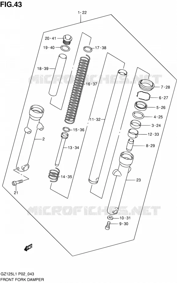 FOURCHE Suzuki MOTO 125 MARAUDER 2011  GZ125L1(E02)