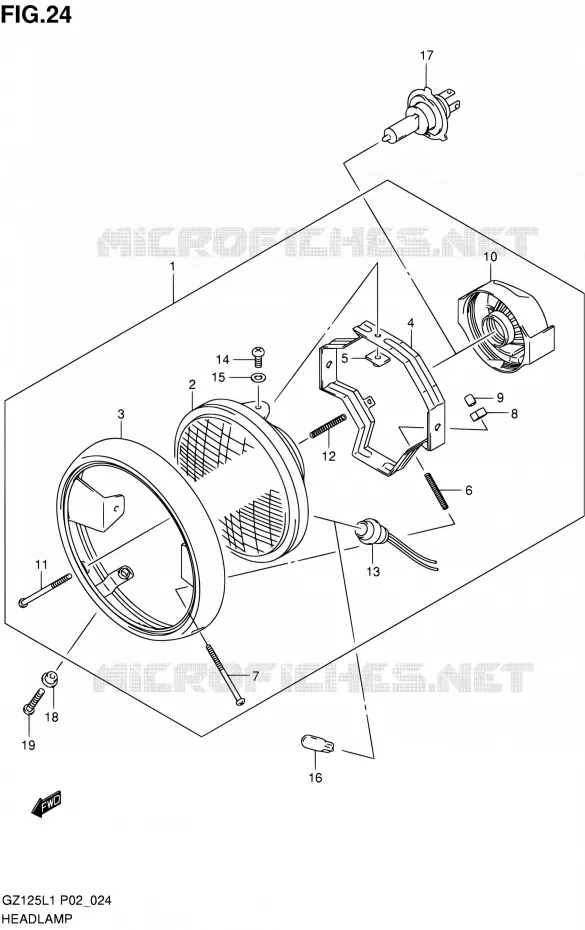 PHARE (MODEL  P02) Suzuki MOTO 125 MARAUDER 2011  GZ125L1(E02)