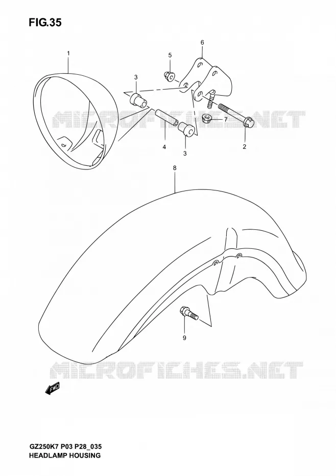 BOL DE PHARE Suzuki MOTO 250 MARAUDER 2006  GZ250K6(E03,E28,E33)
