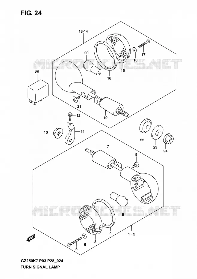 CLIGNOTANTS Suzuki MOTO 250 GZ 2006  GZ250K6(E03,E28,E33)