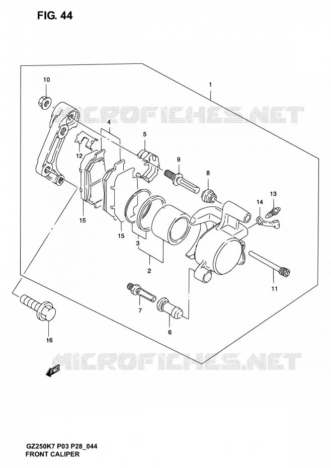 ETRIER DE FREIN AVANT Suzuki MOTO 250 GZ 2006  GZ250K6(E03,E28,E33)
