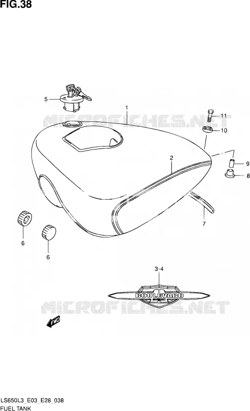 RESERVOIR D'ESSENCE (LS650L3 E28) Suzuki MOTO 650 SAVAGE 2013  LS650 L3
