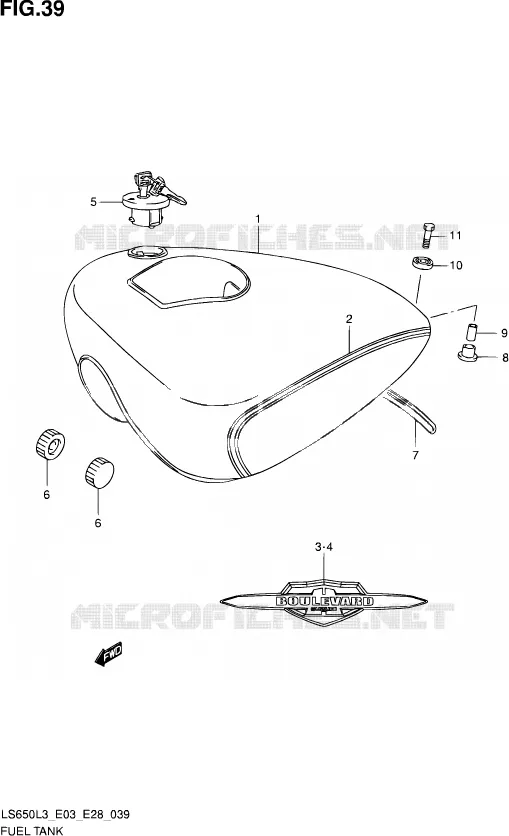 RESERVOIR D'ESSENCE (LS650L3 E33) Suzuki MOTO 650 SAVAGE 2013  LS650 L3