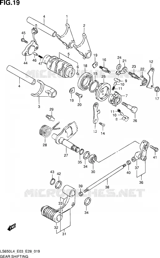 ENSEMBLE SELECTEUR DE VITESSES Suzuki MOTO 650 SAVAGE 2014  LS650 L4