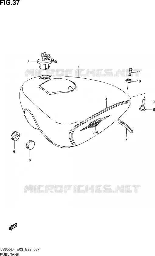RESERVOIR D'ESSENCE (LS650L4 E03) Suzuki MOTO 650 SAVAGE 2014  LS650 L4