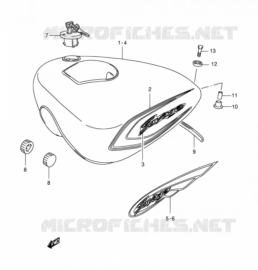 RESERVOIR D'ESSENCE (MODELE Y/K1) Suzuki MOTO 650 BOULEVARD 2000  LS650P Y (E03,E28,E33)