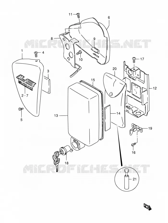CARENAGES ARRIERE  (MODELE K2/K3) Suzuki MOTO 650 SAVAGE 2002  LS650PK2(E22)