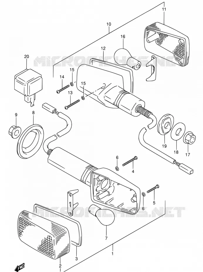 CLIGNOTANTS (MODELE P/R) Suzuki MOTO 600 RF 1994  RF600RR/RF600RUR