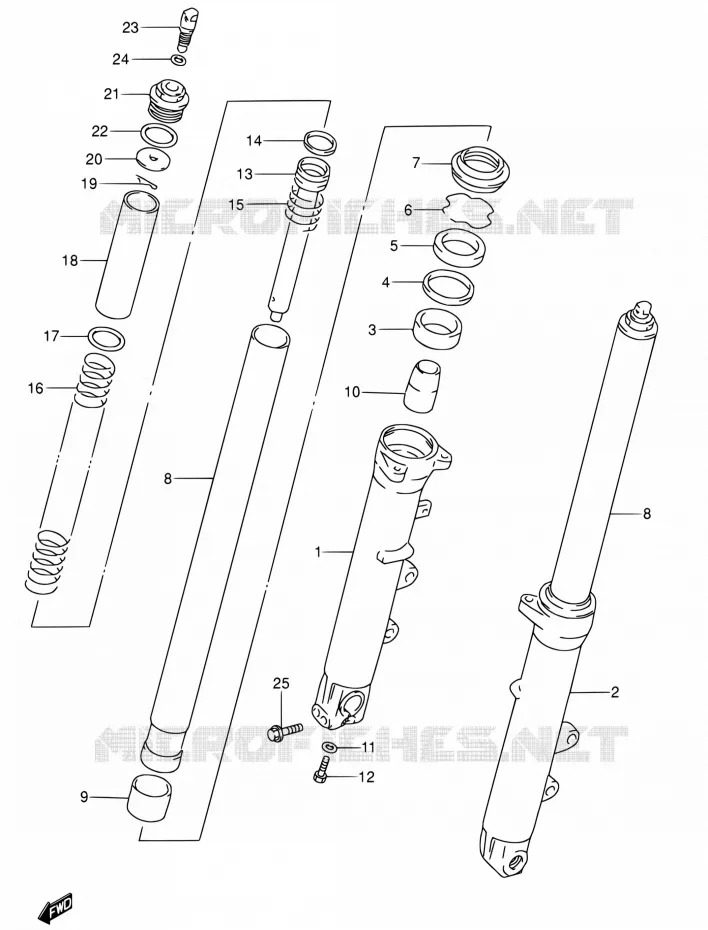 AMORTISSEUR AVANT Suzuki MOTO 600 RF 1995  RF600RS/RF600RUS