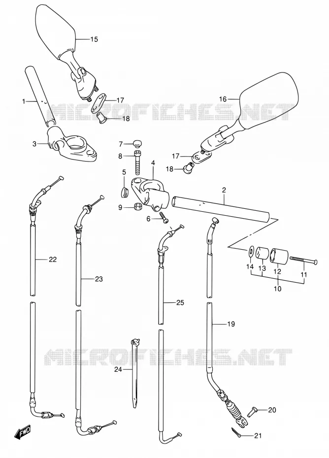 GUIDON (MODELE R/S/T/V) Suzuki MOTO 600 RF 1995  RF600RS/RF600RUS