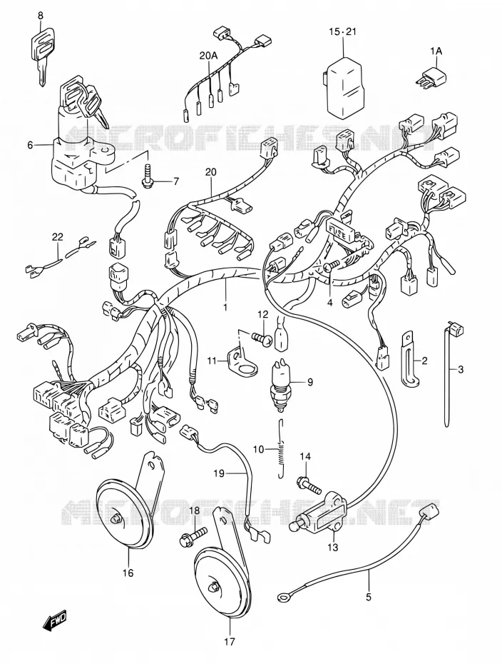 FAISCEAU ELECTRIQUE (MODELE S/T/V) Suzuki MOTO 600 RF 1997  RF600R V/RF600RU V