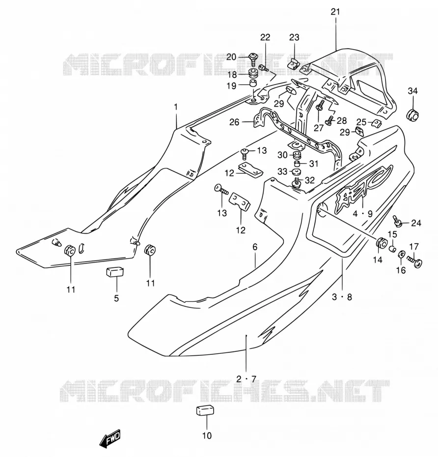 CARENAGES ARRIERE  (MODELE R) Suzuki MOTO 125 RG 1994  RG125FU R