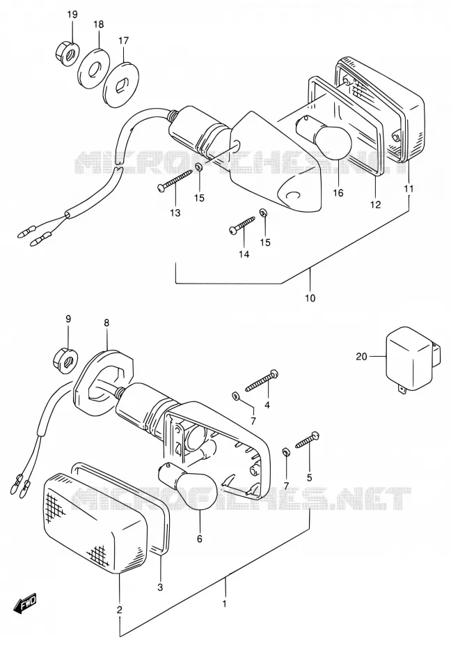 CLIGNOTANTS (E02,E04,E15,E17,E18,E34) Suzuki MOTO 125 RG 1994  RG125FU R