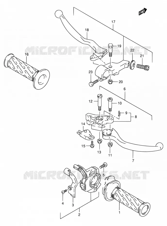 ENSEMBLE LEVIERS - POIGNEES Suzuki MOTO 125 RG 1994  RG125FU R