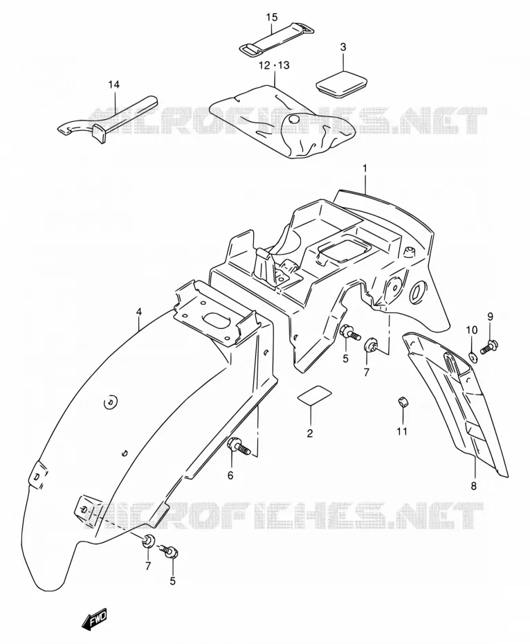 GARDE BOUE ARRIERE Suzuki MOTO 125 RG 1994  RG125FU R