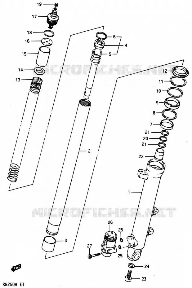 AMORTISSEUR AVANT GAUCHE Suzuki MOTO 250 RG 1987  RG250 H/RG250F H