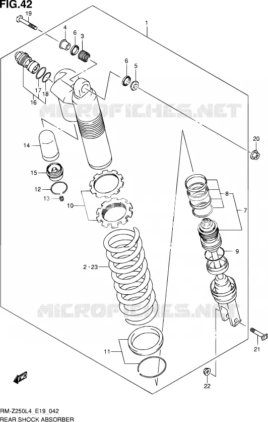 AMORTISSEUR ARRIERE Suzuki MOTO 250 RM-Z 2014  RM-Z250 L4 (E19)